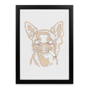 Cheeky Chihuahua Shirt – Rebel Dog - Framed poster (27 × 37 cm) - black - Front