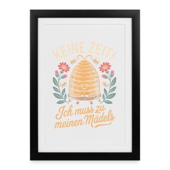 Bee No Time Girls apicultrice qui dit abeilles mellifères - Affiche encadrée (27 × 37 cm) - noir - Devant