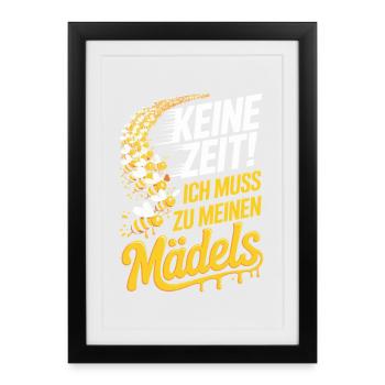 Bee No Time Girls Beekeeper Saying Honey Bees - Framed poster (27 × 37 cm) - black - Front