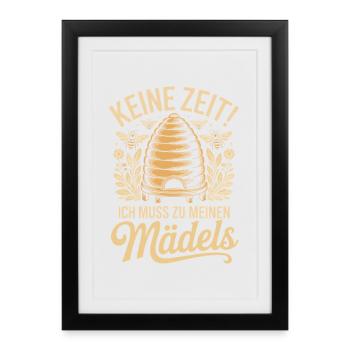 Bee No Time Girls apicultrice qui dit abeilles mellifères - Affiche encadrée (27 × 37 cm) - noir - Devant