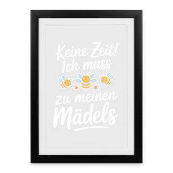 Bee No Time Girls apicultrice qui dit abeilles mellifères - Affiche encadrée (27 × 37 cm) - noir - Devant