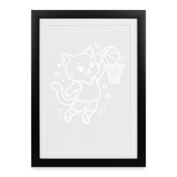 Kawaii Cat Baseball Player - Framed poster (27 × 37 cm) - black - Front