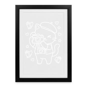 Photographer Kawaii Cats - Framed poster (27 × 37 cm) - black - Front