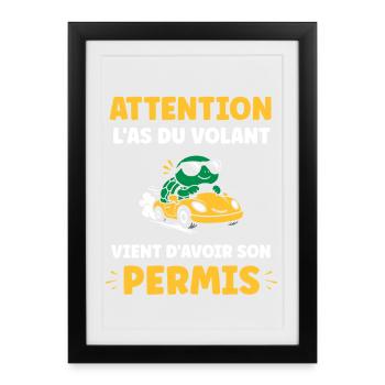 Humour permis de conduire - Affiche encadrée (27 × 37 cm) - noir - Devant