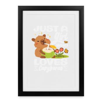 Juste une fille qui aime les capybaras mignons et drôles - Affiche encadrée (27 × 37 cm) - noir - Devant