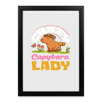 Femmes de capybara folles, mignonnes, drôles - Affiche encadrée (27 × 37 cm) - noir - Devant