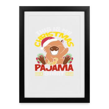 Capybaras Mignons pyjamas de Noël drôles d’animaux - Affiche encadrée (27 × 37 cm) - noir - Devant