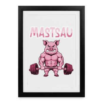Weightlifter MASTSAU Muscle Building Fun - Framed poster (27 × 37 cm) - black - Front