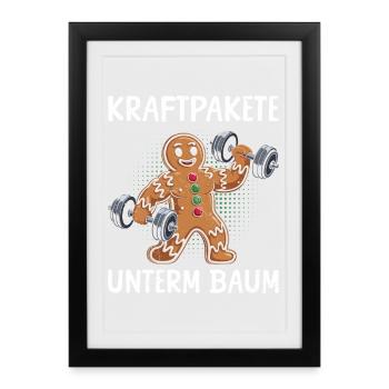 Gingerbread Man POWERHOUSES UNDER THE TREE Funny - Framed poster (27 × 37 cm) - black - Front