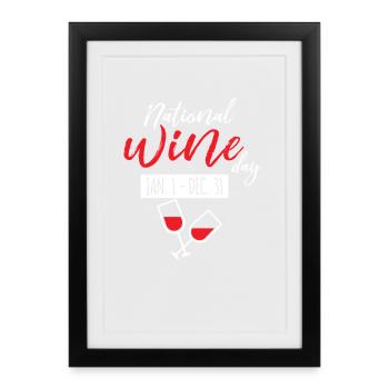 Conception de célébration de la Journée nationale du vin - Affiche encadrée (27 × 37 cm) - noir - Devant