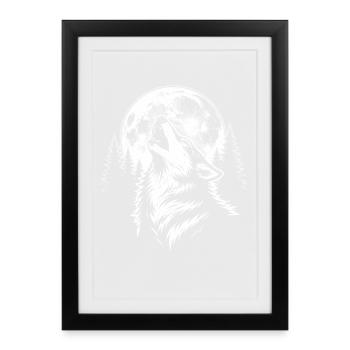 Loup, Lune, Nature, Nature sauvage, Animal - Affiche encadrée (27 × 37 cm) - noir - Devant