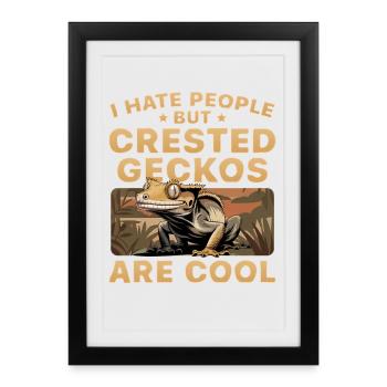 Gecko à crête reptile drôle - Affiche encadrée (27 × 37 cm) - noir - Devant