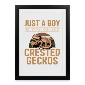 Gecko à crête reptile drôle - Affiche encadrée (27 × 37 cm) - noir - Devant