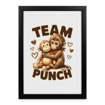 Cute Baby Monkey Named Punch Plush Hugging - Framed poster (27 × 37 cm) - black - Front