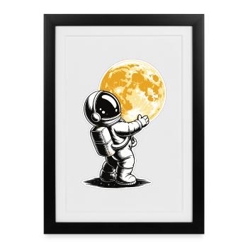 Astronaut Shirt – Moon Hug - Framed poster (27 × 37 cm) - black - Front