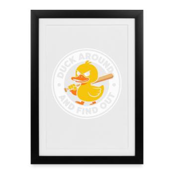 Fouillez un peu et découvrez le badge de canard drôle - Affiche encadrée (27 × 37 cm) - noir - Devant