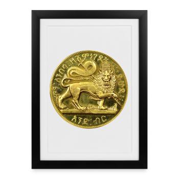 Lion de Judah Haile Selassie I Jah Rastafari Rasta - Affiche encadrée (27 × 37 cm) - noir - Devant