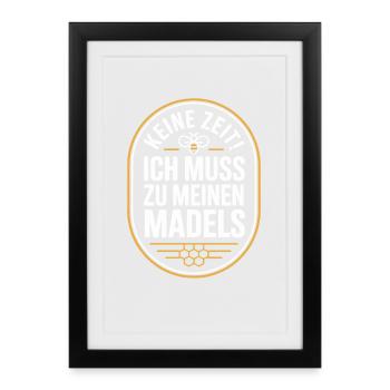 Bee No Time Girls apicultrice qui dit abeilles mellifères - Affiche encadrée (27 × 37 cm) - noir - Devant