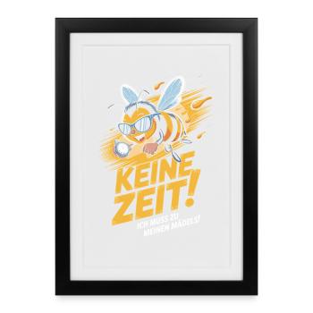 Bee No Time Girls apicultrice qui dit abeilles mellifères - Affiche encadrée (27 × 37 cm) - noir - Devant