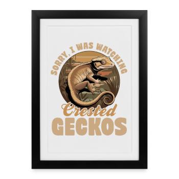 Gecko à crête reptile drôle - Affiche encadrée (27 × 37 cm) - noir - Devant