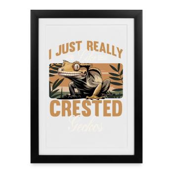 Gecko à crête reptile drôle - Affiche encadrée (27 × 37 cm) - noir - Devant