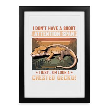 Gecko à crête reptile drôle - Affiche encadrée (27 × 37 cm) - noir - Devant