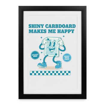 Shiny Cardboard Makes Me Happy Trading Card - Framed poster (27 × 37 cm) - black - Front