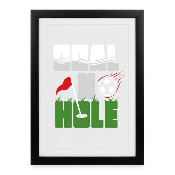 Footgolf Football Golf Goal In Hole - Affiche encadrée (27 × 37 cm) - noir - Devant