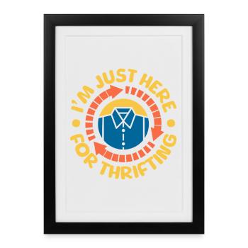 Acheteur d’occasion juste ici pour acheter des friperies - Affiche encadrée (27 × 37 cm) - noir - Devant