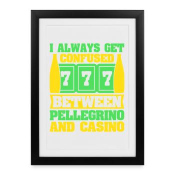 Fan de jeux d’argent confus entre Pellegrino et Casino - Affiche encadrée (27 × 37 cm) - noir - Devant