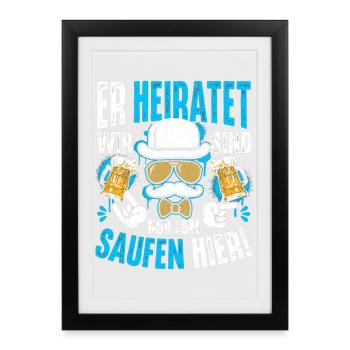 T-shirt de fête de garçon Hommes Grondement de fête de garçon - Affiche encadrée (27 × 37 cm) - noir - Devant