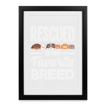 Famille d’accueil adopte un animal de sauvetage - Affiche encadrée (27 × 37 cm) - noir - Devant