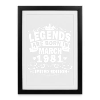 Mars 1981 Né mars 1981 - Affiche encadrée (27 × 37 cm) - noir - Devant