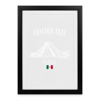 Pyramide de Chichen Itza, Mexique - Affiche encadrée (27 × 37 cm) - noir - Devant