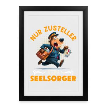 Facteur SEUL LIVREUR PAS DE PASTEUR Drôle - Affiche encadrée (27 × 37 cm) - noir - Devant