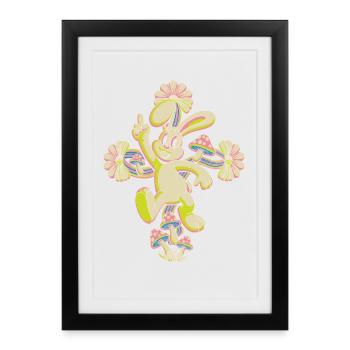 Danse disco Pastel Bunny - Affiche encadrée (27 × 37 cm) - noir - Devant