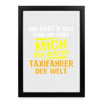 Cadeau chauffeur de taxi - Affiche encadrée (27 × 37 cm) - noir - Devant