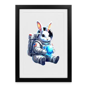 L’astronaute Lapin de Pâques Œuf de l’Espace - Affiche encadrée (27 × 37 cm) - noir - Devant