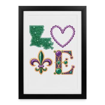 Mardi Gras Louisiana Shirt – Carnival Love - Framed poster (27 × 37 cm) - black - Front