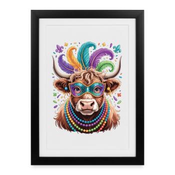 Carnaval des Chemises de Vache des Highlands du Mardi Gras - Affiche encadrée (27 × 37 cm) - noir - Devant