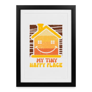 Tiny House Mon petit endroit heureux - Affiche encadrée (27 × 37 cm) - noir - Devant