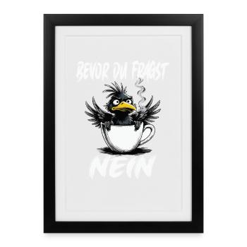 Morning grouch coffee no desire raven bad mood - Framed poster (27 × 37 cm) - black - Front