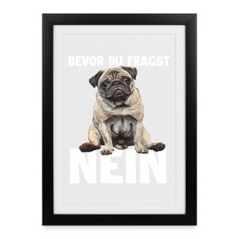 Cute Pug T for Pug Fans and Puggle Holder Pug - Framed poster (27 × 37 cm) - black - Front