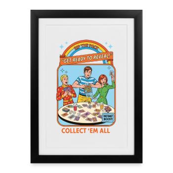 Rip The Pack Get Ready To Reveal Collect Em All - Framed poster (27 × 37 cm) - black - Front