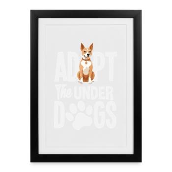 Refuge de sauvetage d’animaux Adopt Dogs - Affiche encadrée (27 × 37 cm) - noir - Devant