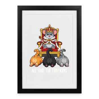Tiny Mouse King Cats Cartoon - Framed poster (27 × 37 cm) - black - Front