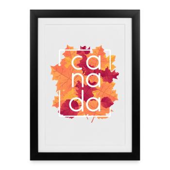 Design des feuilles d’érable d’automne du Canada - Affiche encadrée (27 × 37 cm) - noir - Devant