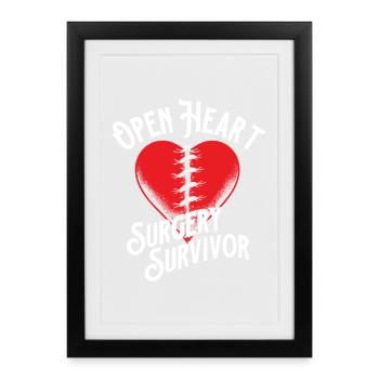 Survivant de chirurgie à cœur ouvert Cardia, fierté - Affiche encadrée (27 × 37 cm) - noir - Devant