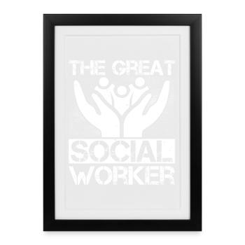Citation d’un travailleur social : Le grand travail social - Affiche encadrée (27 × 37 cm) - noir - Devant