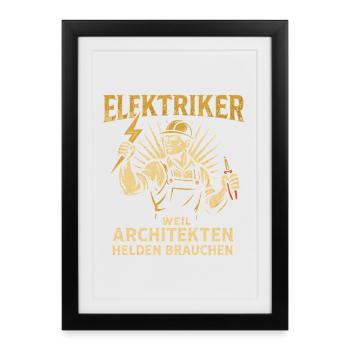 Electrician Shirt for Craftsman with Pride - Framed poster (27 × 37 cm) - black - Front